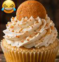 Frosted cupcake with caramel drizzle
