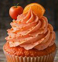Cupcake with peach-toned swirl